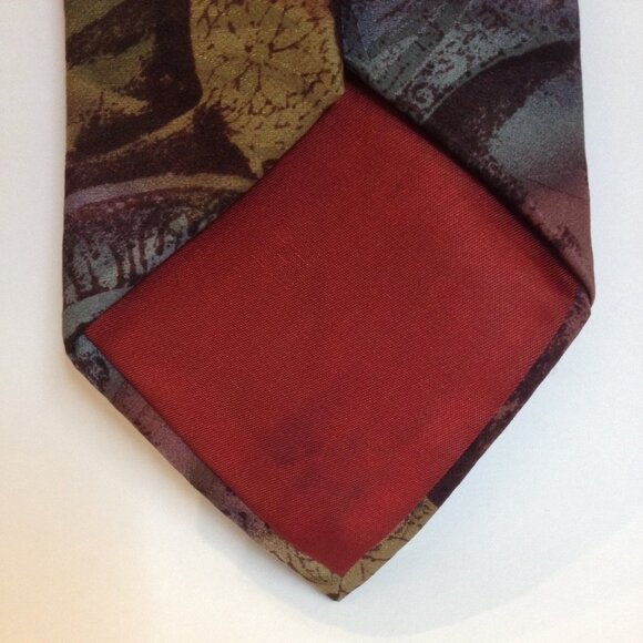 Paul Rodon Abstract Neck Tie Hand Made 100% Silk Mens Plum Teal Green Neckwear - Picture 7 of 9